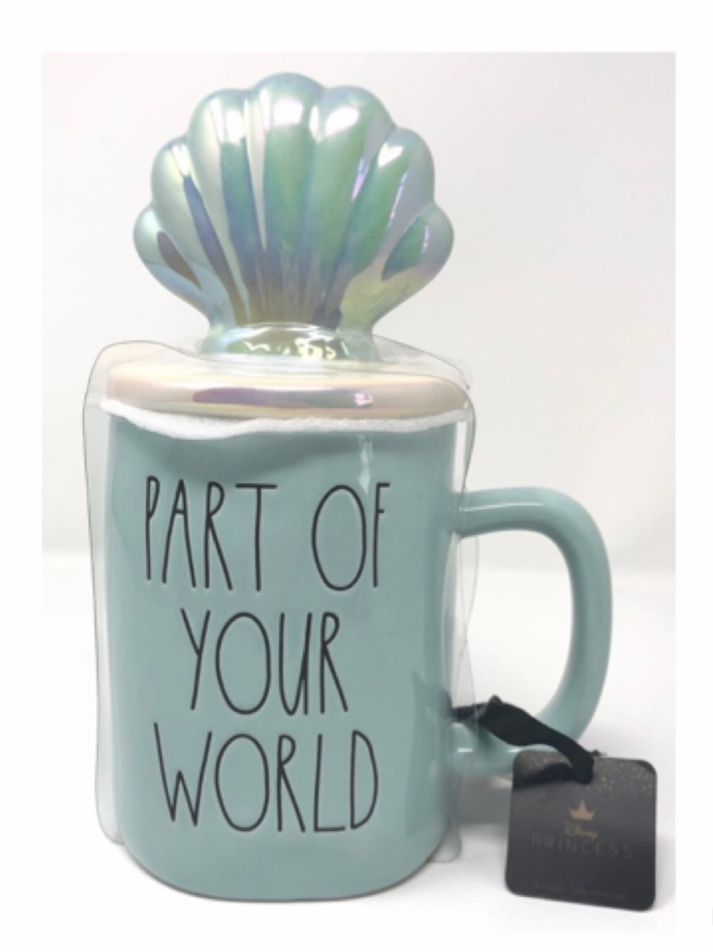 NEW Rae Dunn Blue Iridescent Little Mermaid Part Of Your World Mug Shell Topper
